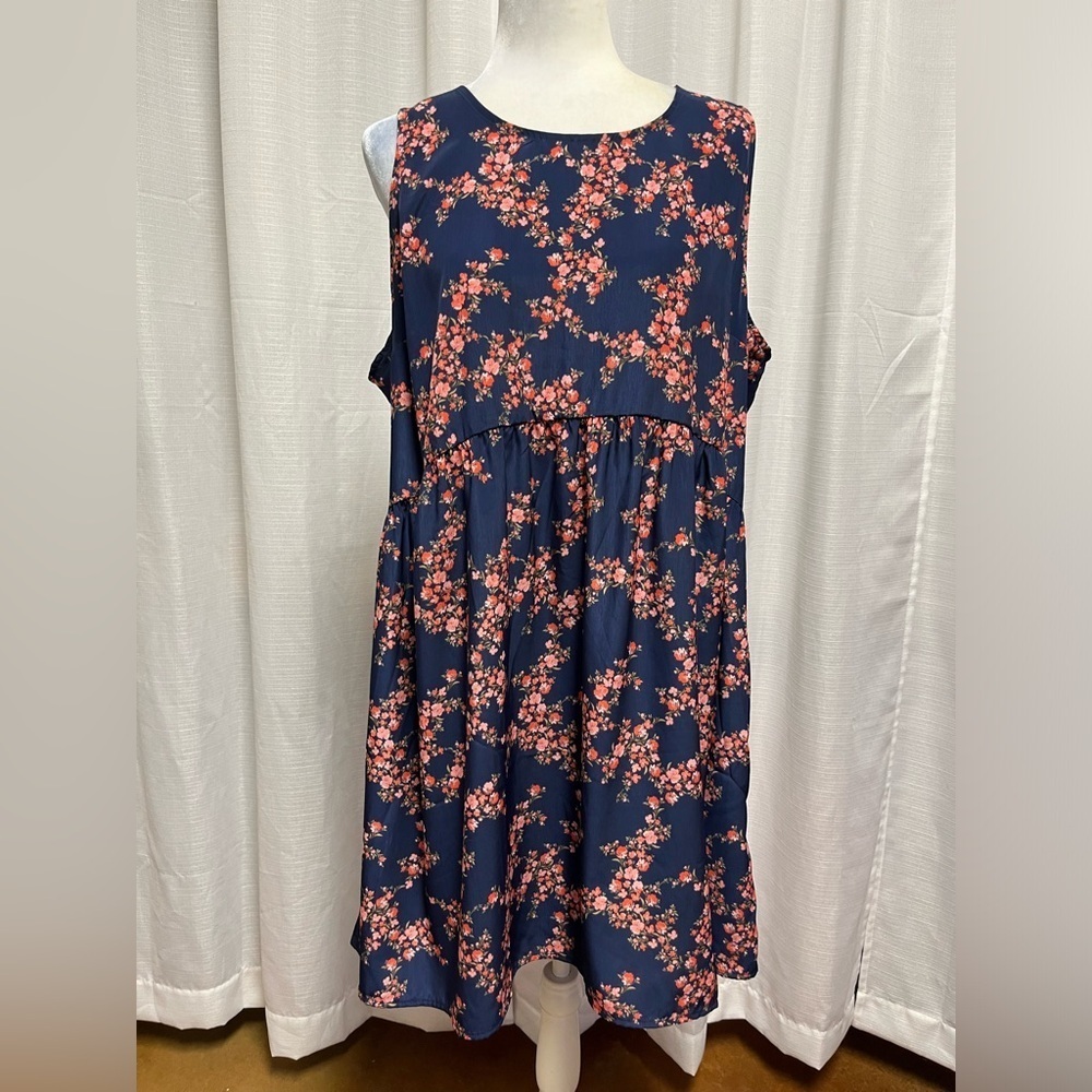 Old Navy Navy Mini Dress with Pink Floral Print